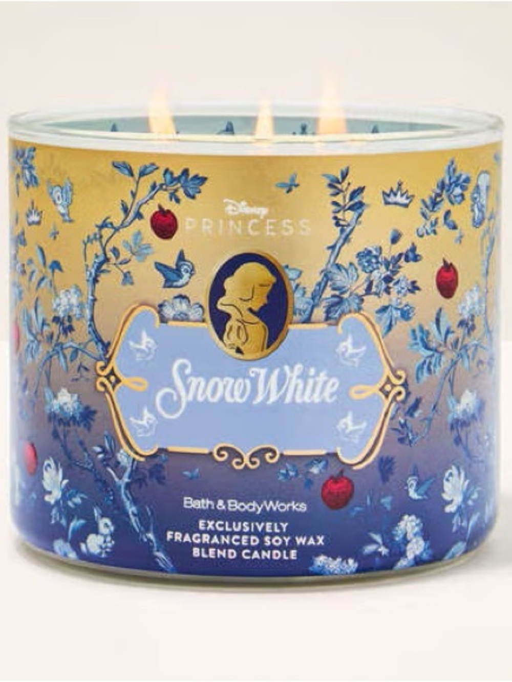 Bath & Body Works Snow White 3-Wick Candle - Blue & Gold